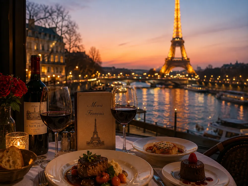 Jantar romântico em Paris